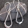 Silver teardrop earrings, teardrop dangle earrings, hammered Eco-friendly silver