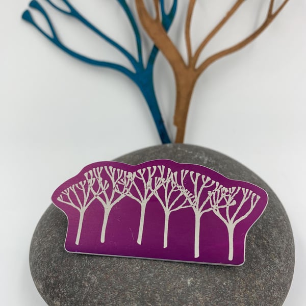  Pink aluminium trees brooch