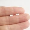mini mustache earring studs in sterling silver, handmade
