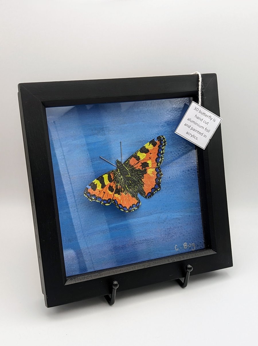 3D Foil Tortoiseshell Butterfly Hand Cut and Painted Mixed Media Artwork