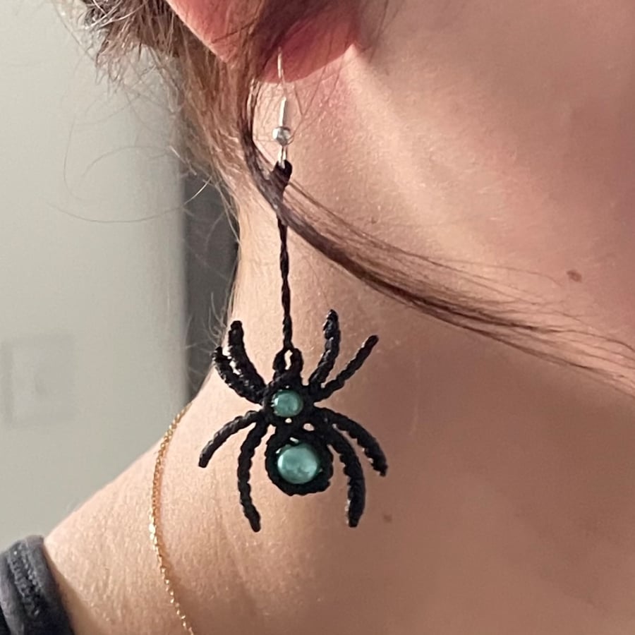 Macrame spider earrings