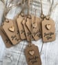 Handmade Wooden Heart Gift Tags, Kraft Card, Jute String, Set of 10 - Image 1