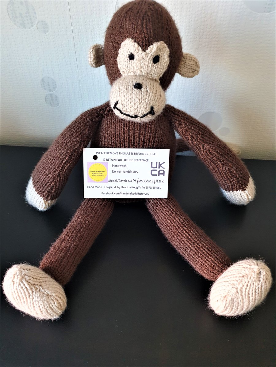 Knitted Monkey Soft Toy