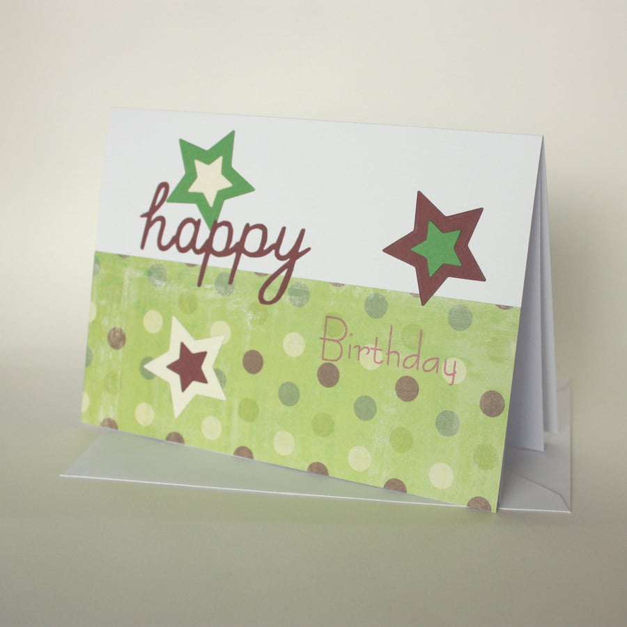 Spots and stars birthday card