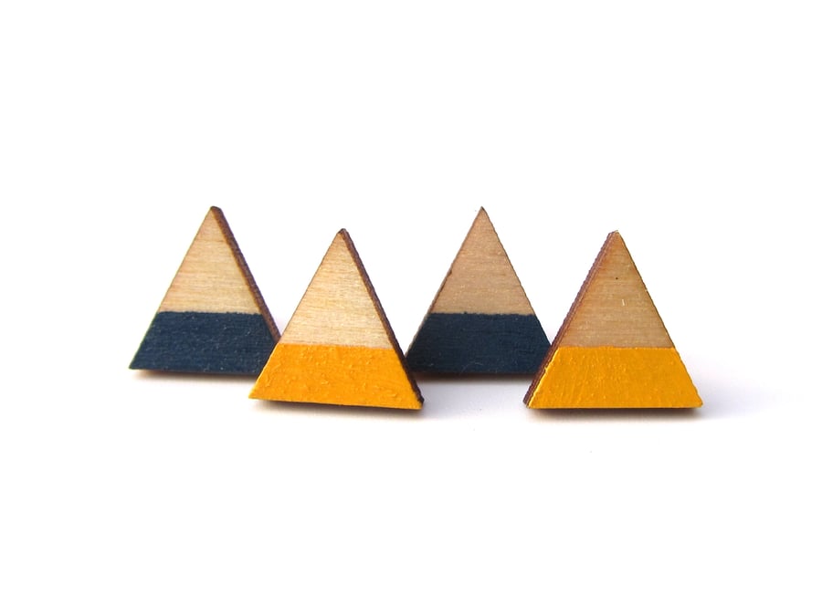 Wooden Triangle Stripe Earrings