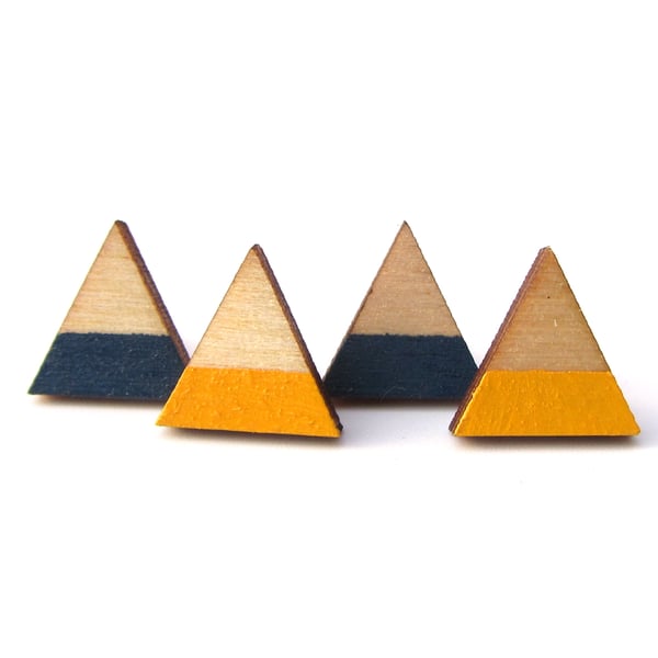Wooden Triangle Stripe Earrings