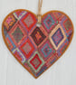 Diamond design: Decoupaged Wooden Hanging Heart 15cm (6”)