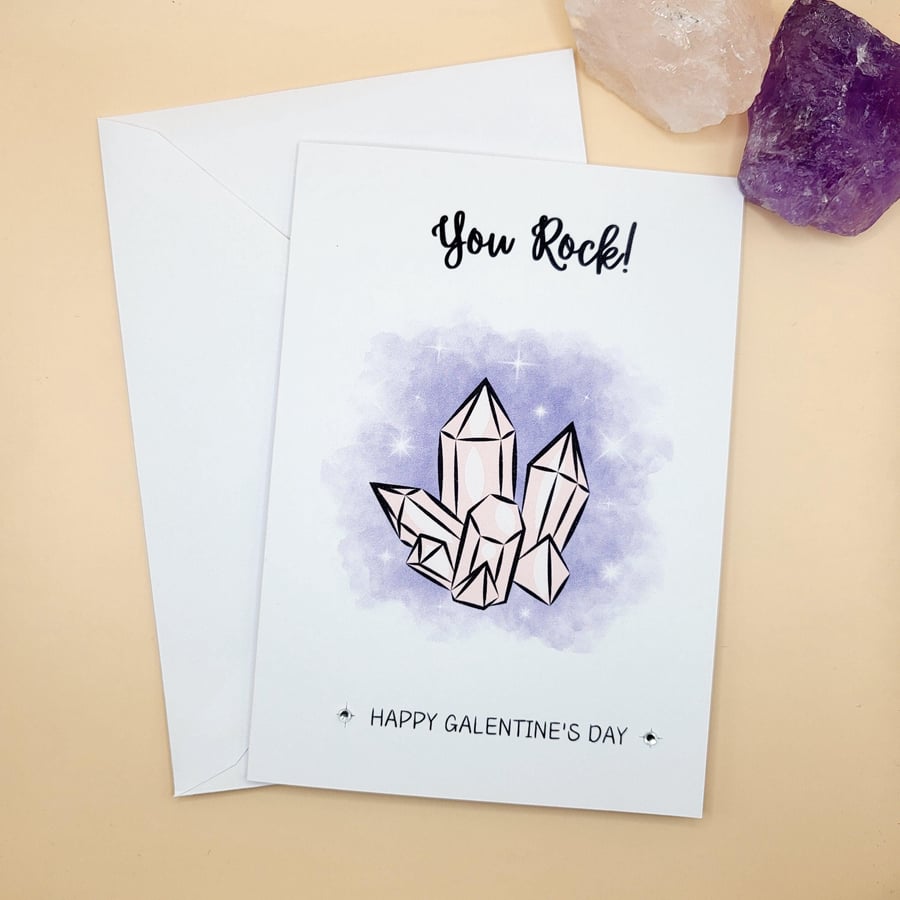 Galentines Card Greetings Card For Friend on Valentine's Day, Crystal Theme Card