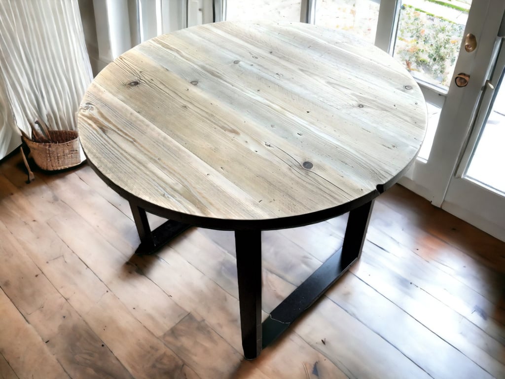 Circular Round Table, Custom Made Reclaimed Scaffold Boards - Box legs THE MORZI