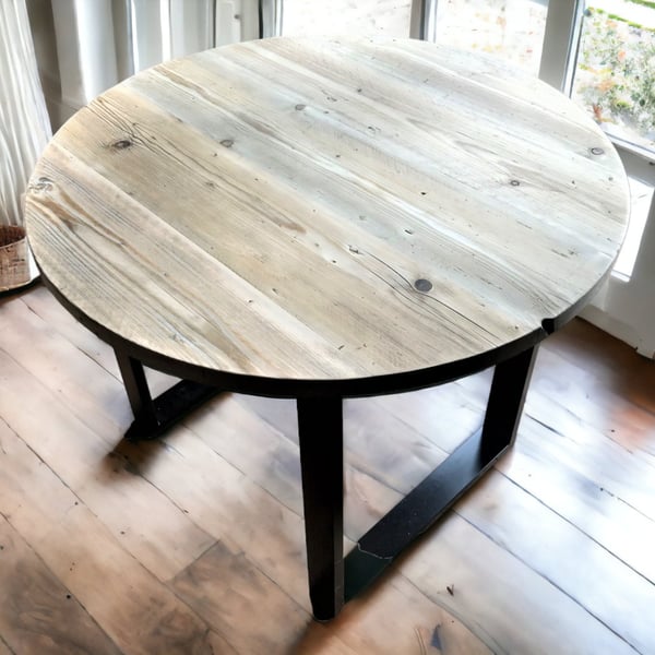 Circular Round Table, Custom Made Reclaimed Scaffold Boards - Box legs THE MORZI