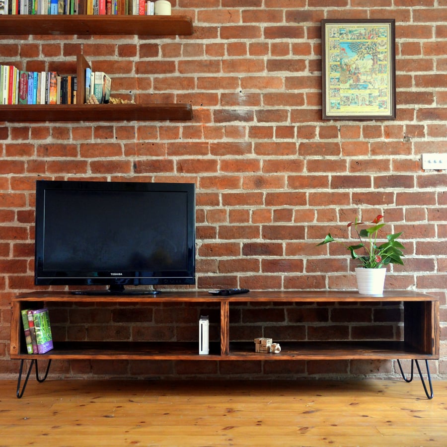 Large Media unit with hairpin legs - Mid Century Modern design
