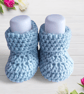 Crocheted Newborn Baby Booties in Duck Egg Blue , Baby Gift, Gender Neutral  - Image 2