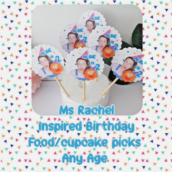 Personalised Ms Rachel Cupcake Picks,Ms Rachel Food Picks,Ms  Party Decor