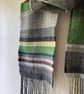 Ecclesall Woods Handwoven Herringbone Lambswool Scarf, Green - Image 4