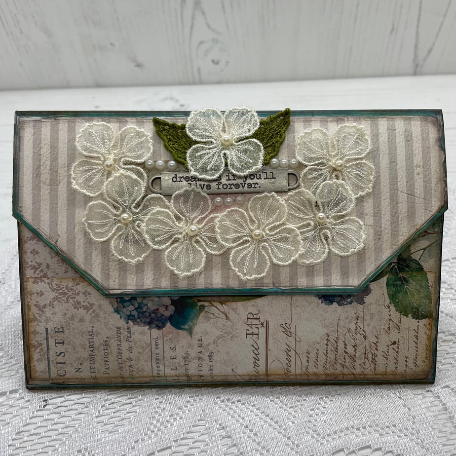 Ephemera  - Hydrangea Pocket Folder by Carolee Crafts PB8 - 0029