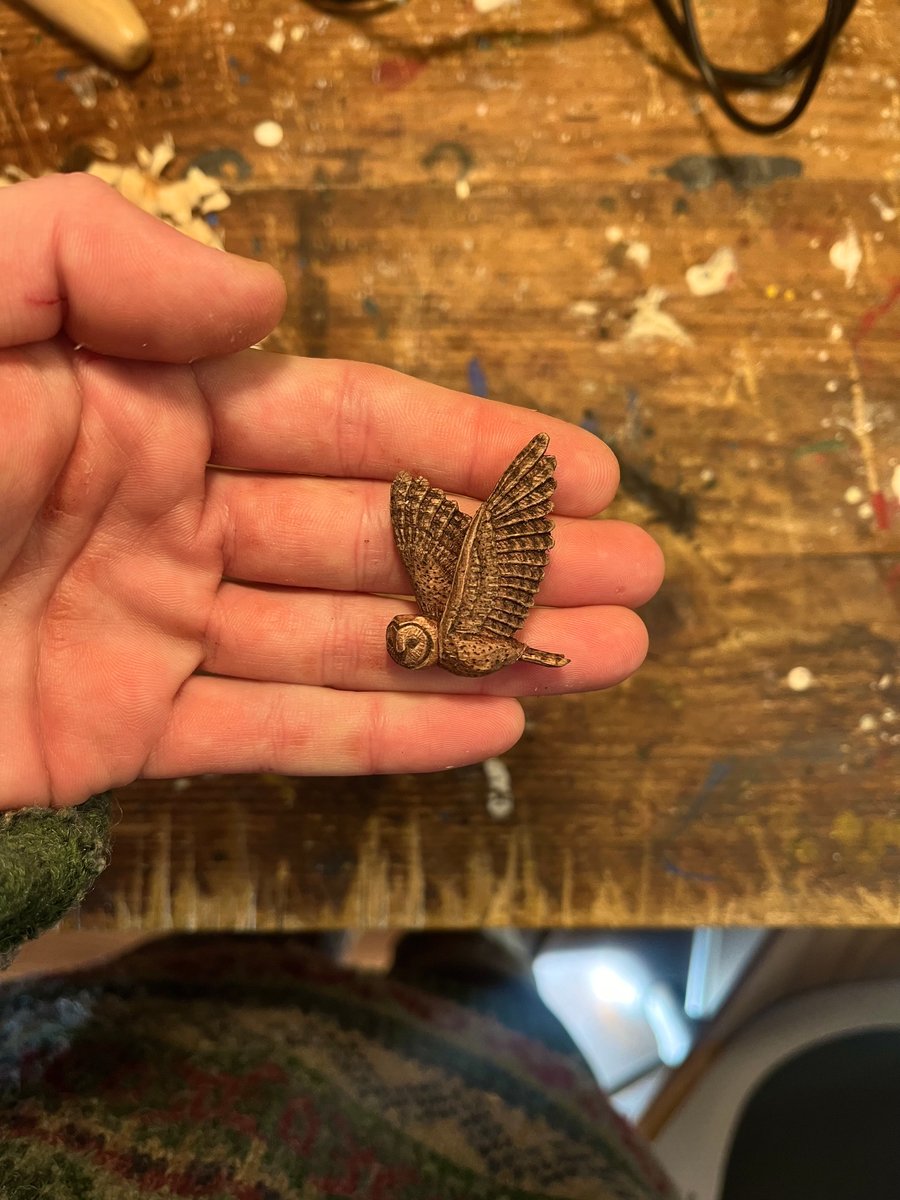 Hand Carved Barn Owl Pendant