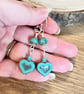 Turquoise heart Czech glass bead earrings - Image 4