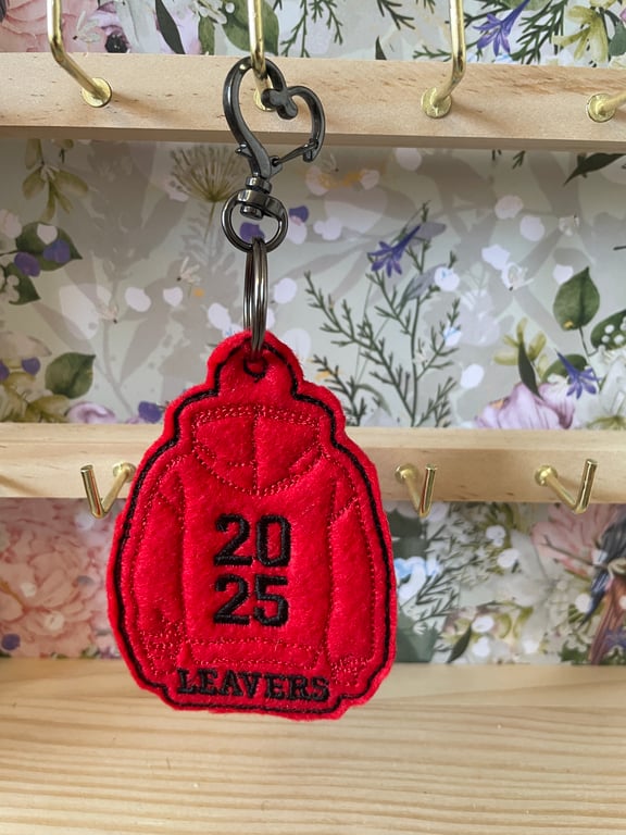 Handmade School Leavers 2025 Hoody Keyring – Felt and Cotton