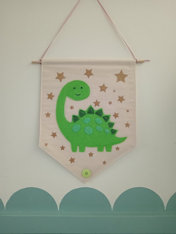 Dinosaur Fabric Wall Hanging...Children's decor. 
