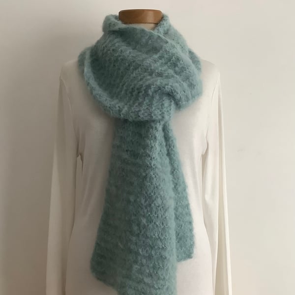  SCARF,' Atmosphere'. Alpaca, merino blend. Green.Supersoft. Lightweight. 