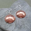 Dandelion Disc Shaped Copper Earrings With Sterling Silver Ear Wires