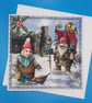 Funny Christmas Card, Large, Decoupaged