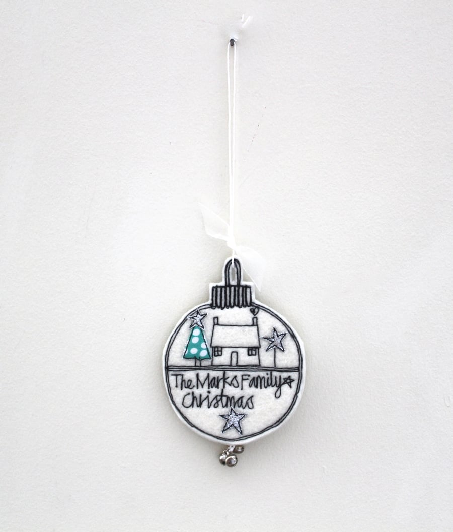 Personalised Wool Felt Christmas Bauble - Hanging Decorations