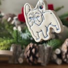 Ceramic French Bulldog Christmas Ornament – Hanging Decoration for Dog Lovers
