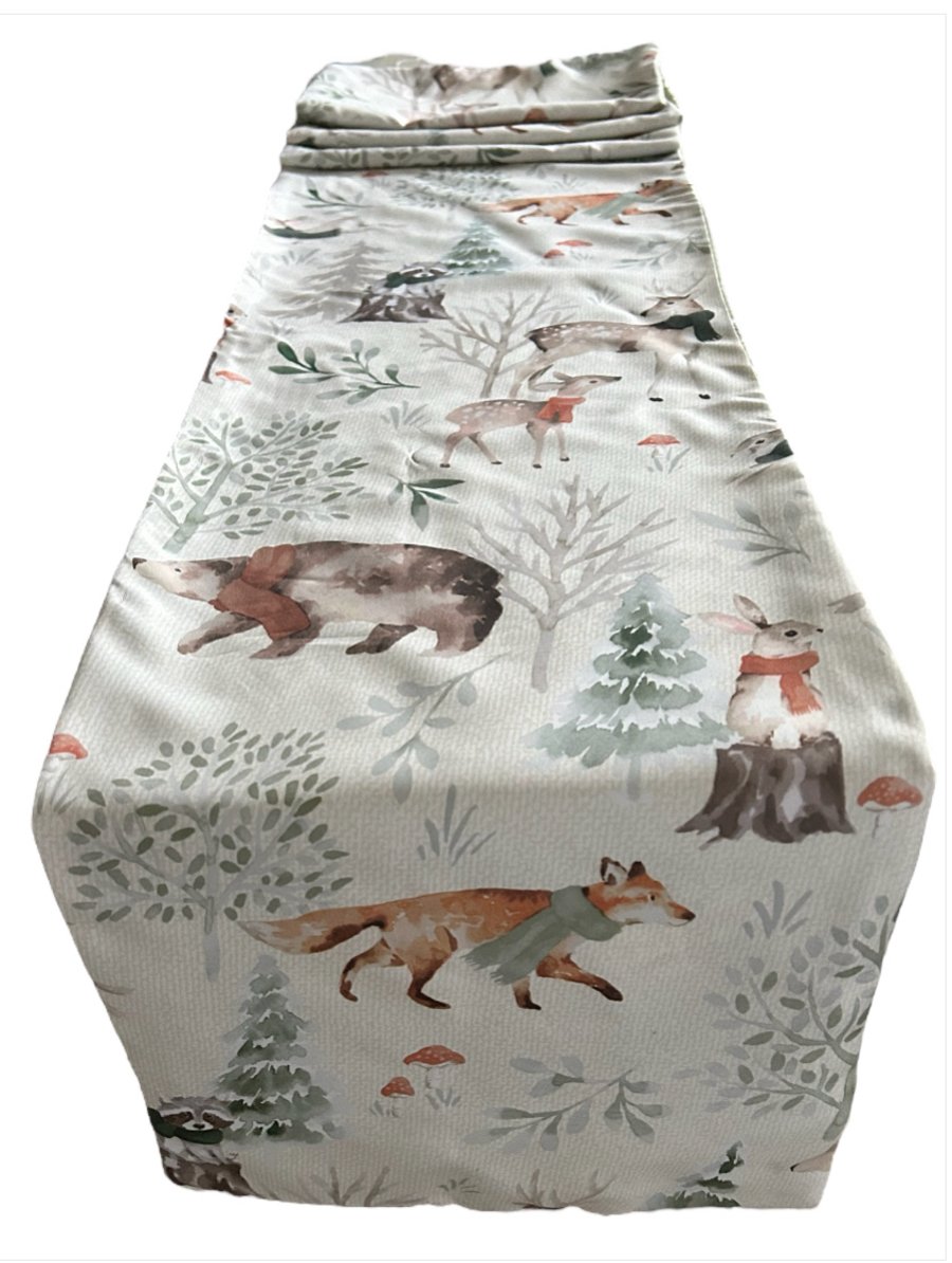 Woodland Animals Christmas Table Runner 1.9m x 30cm Gift Idea