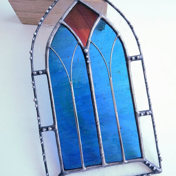 Stained Glass Gothic Arch - Blue and Teal
