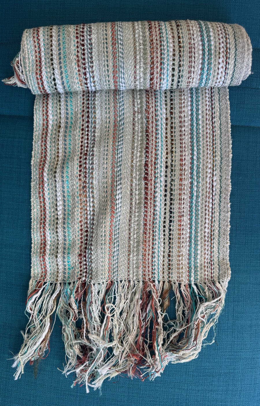 turquoise-brown syncopated stripes