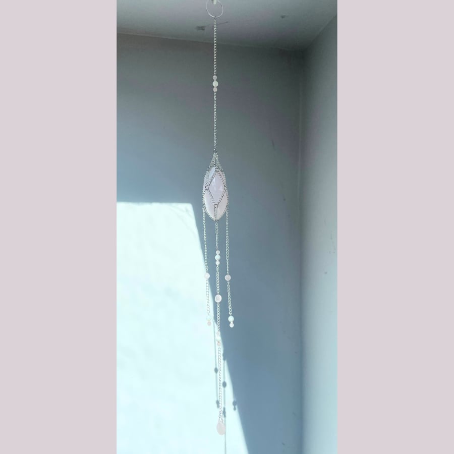 Mangano Calcite Suncatcher (Handmade Crystal Wall Hanging)