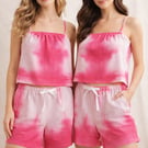 Playsuit beach ware lounge suit pink tie dye camisole top shorts set size 12
