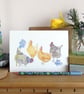 Hens and forget me nots Easter card  - Image 1
