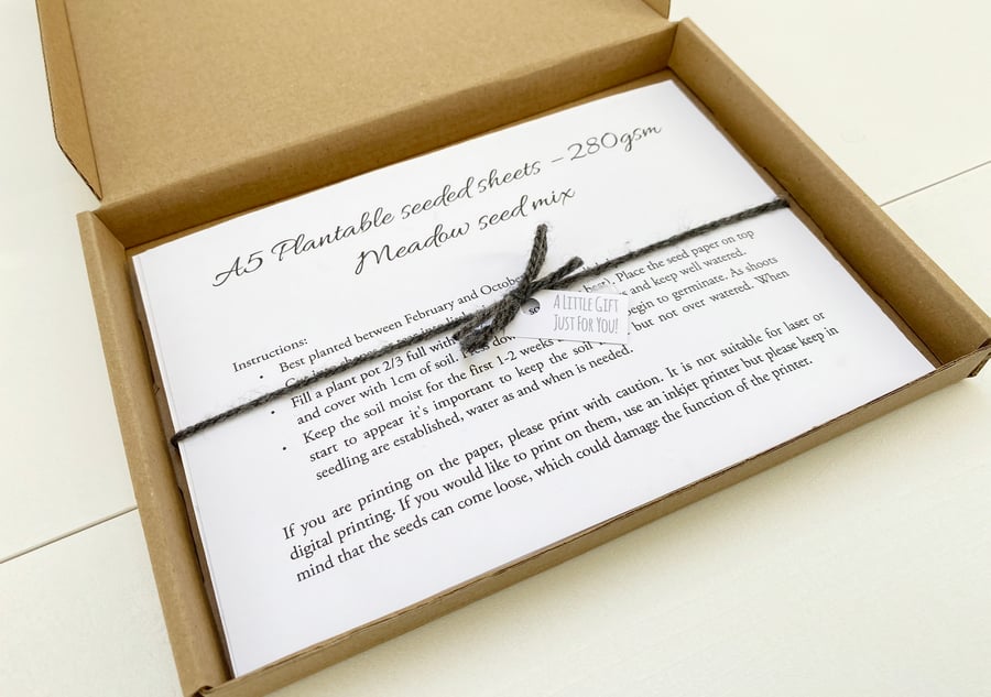 10 x A5 White Plantable Seeded Paper 280gsm - Biodegradeable Eco Friendly Card