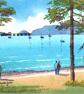 Stroll To Mumbles, Swansea Bay,Wales - Watercolour Print in 20 x 16'' Mount - Image 1