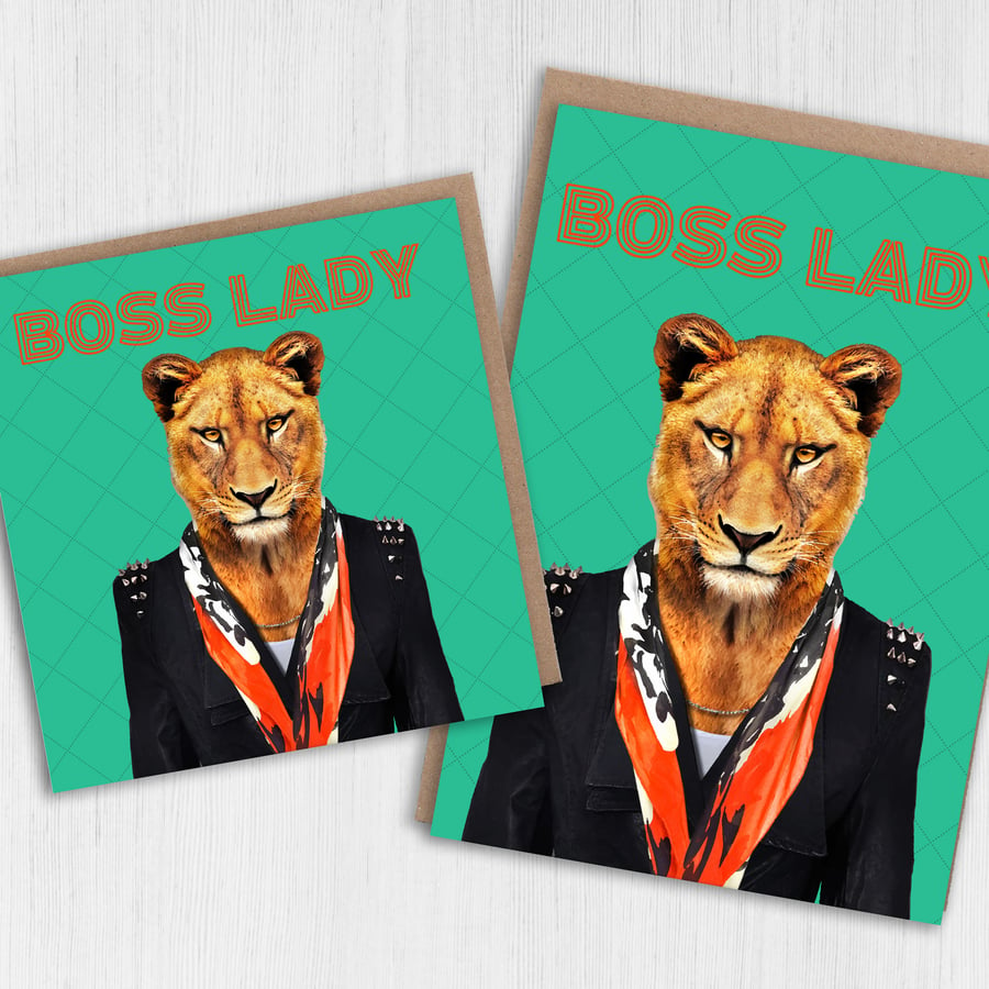 Lioness birthday, new job card: Boss Lady