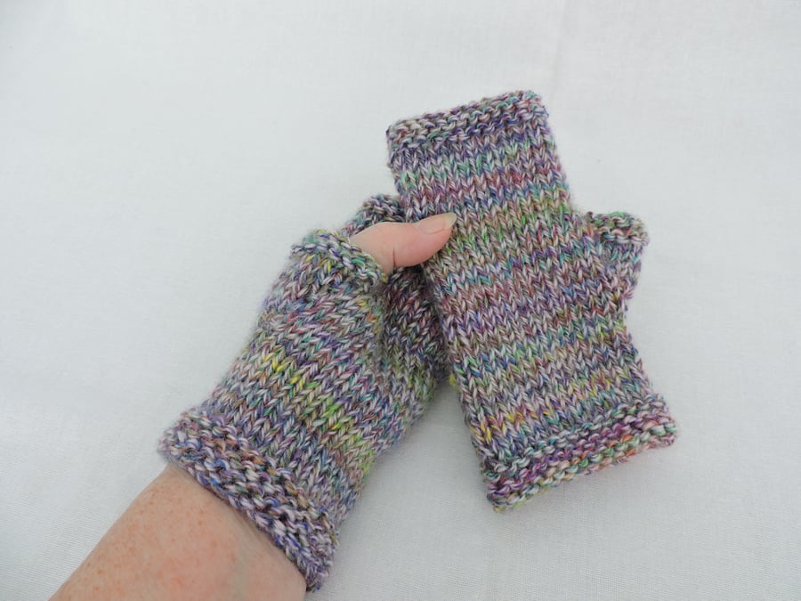 Fingerless Mitts for Adults Green Purple Yellow Pink Cream