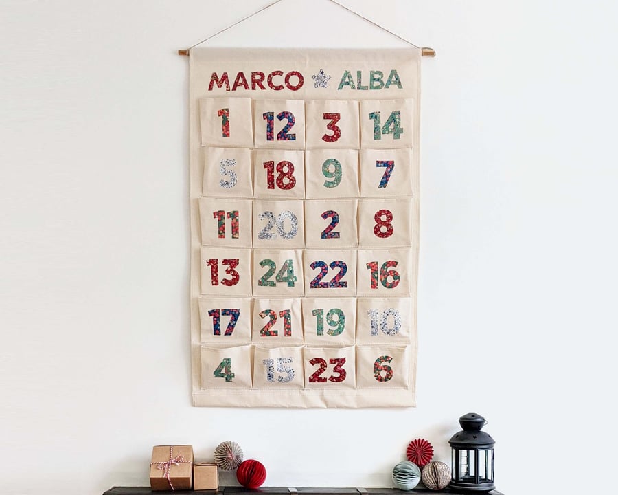 Liberty London Fabric Personalised Christmas Advent Calendar (small)