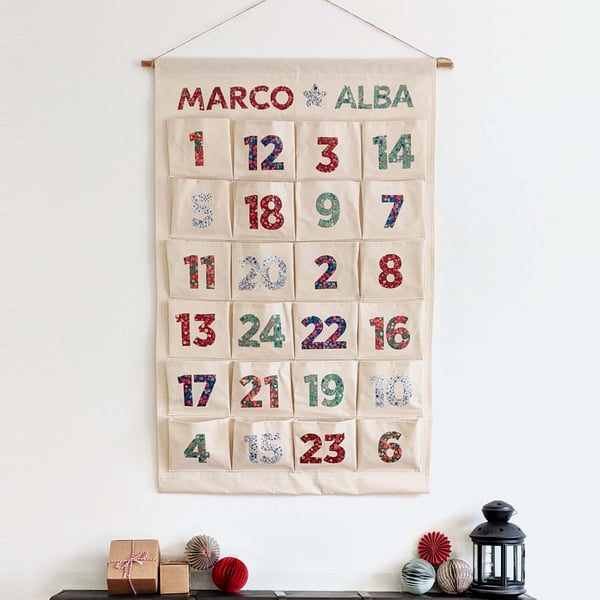 Liberty London Fabric Personalised Christmas Advent Calendar (small)