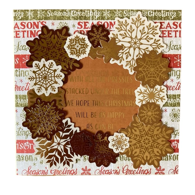 Christmas Card. Vintage style Christmas Card with Snowflake Wreath.