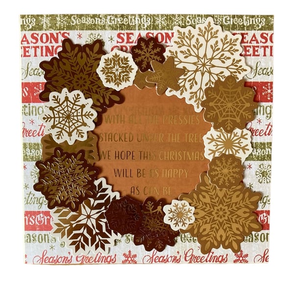Christmas Card. Vintage style Christmas Card with Snowflake Wreath.