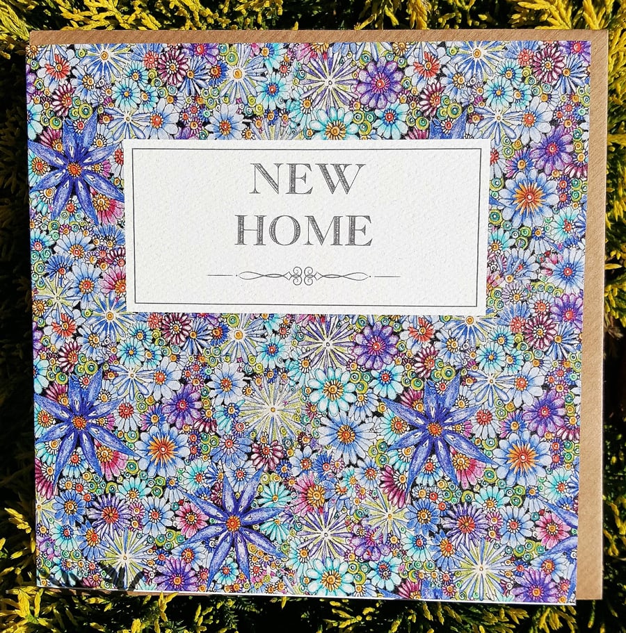 New Home floral card