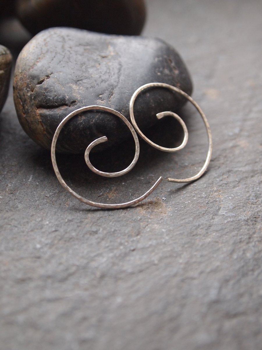 Sterling silver earrings, curls, spirals, hoops