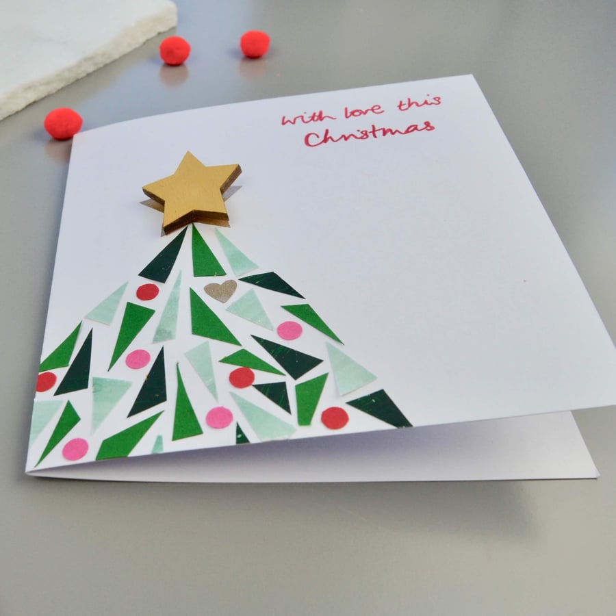 Christmas Card with Gold Star Brooch