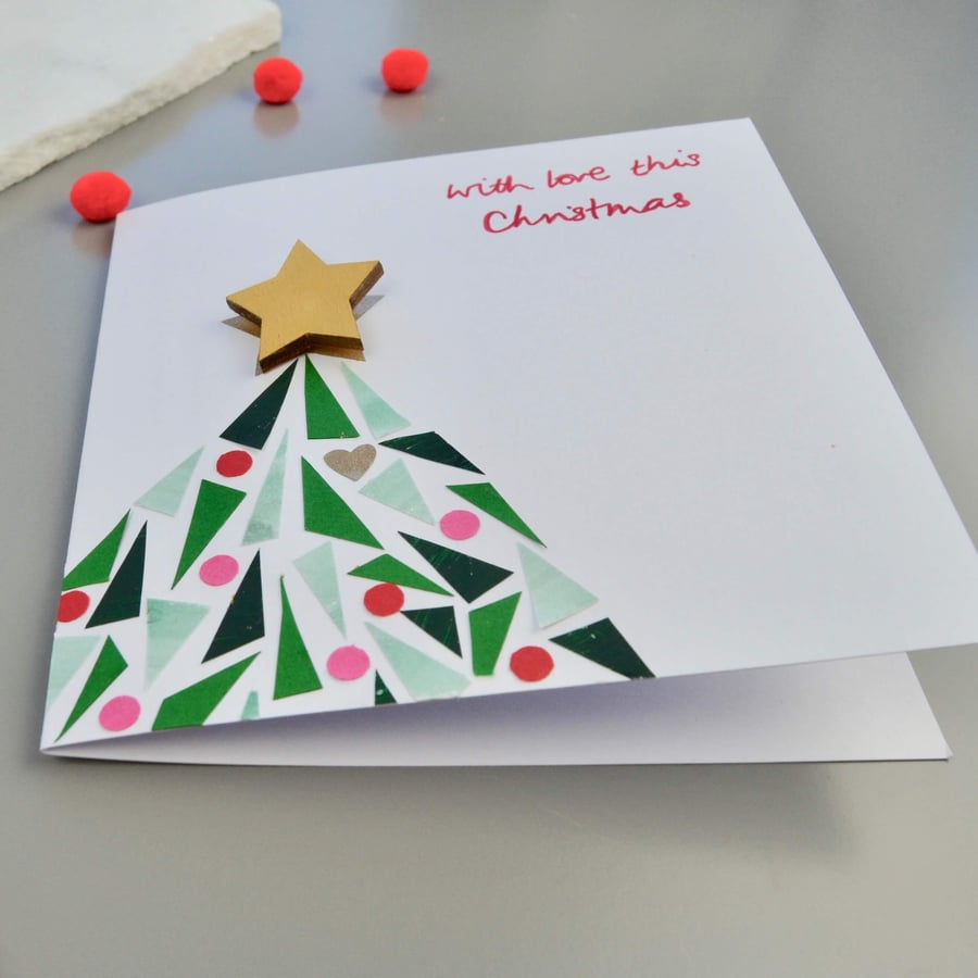 Christmas Card with Gold Star Brooch attached