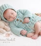 Hand Crocheted Newborn Cardigan & Bonnet Set – Sage Green Baby Outfit - Image 4