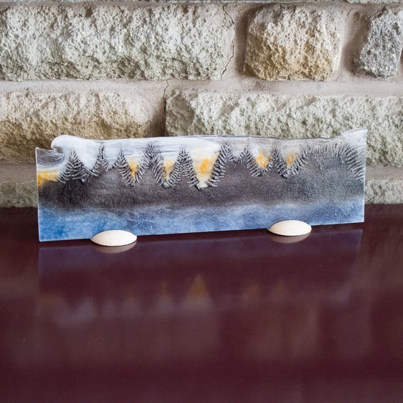 "On a Hilltop" -  A Fused Glass Picture - 9245