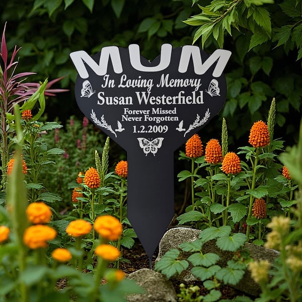 Mum Grave side marker plaque memorial engraved heart Ornament in loving memory