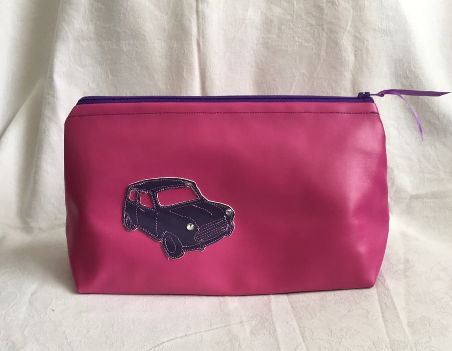 Classic Mini Wash Bag, Pink Toiletries Bag, Make Up Bag, Unique Cosmetic Bag.
